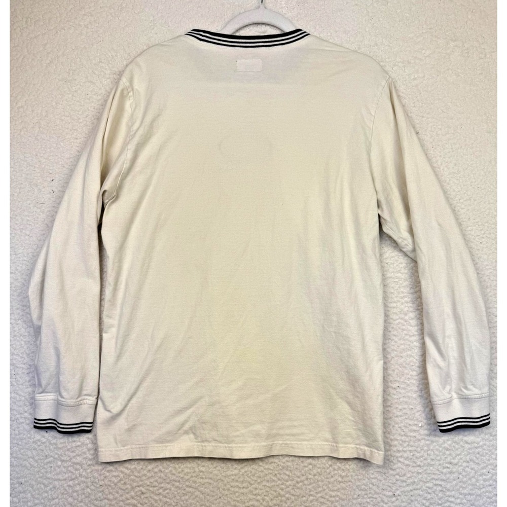 Supreme Shirt Mens Medium Striped Rib Logo Cotton Jersey Crewneck L/S Streetwear - Picture 3 of 8